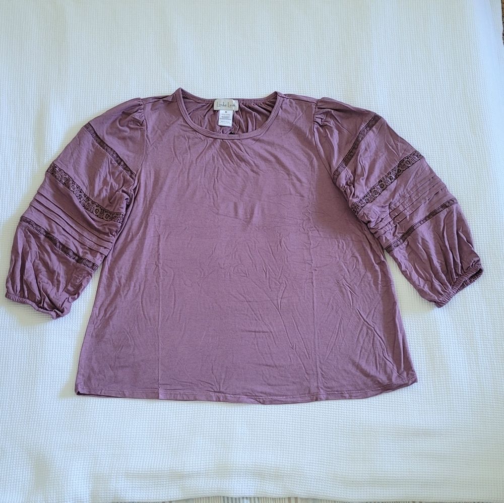 Linda Leal Mauve💜 Puffy Sleeves Top - NWT